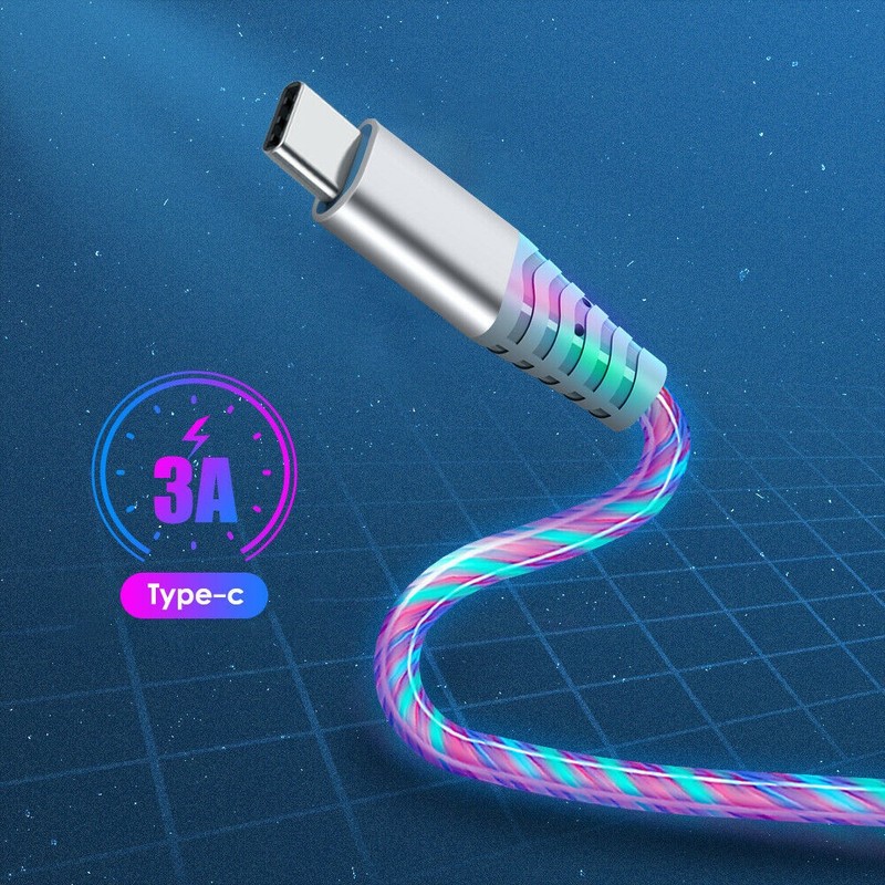 3FT LED flowing Light Up Charging Cable For Samsung S24 S25 iPhone 13 14 gallery