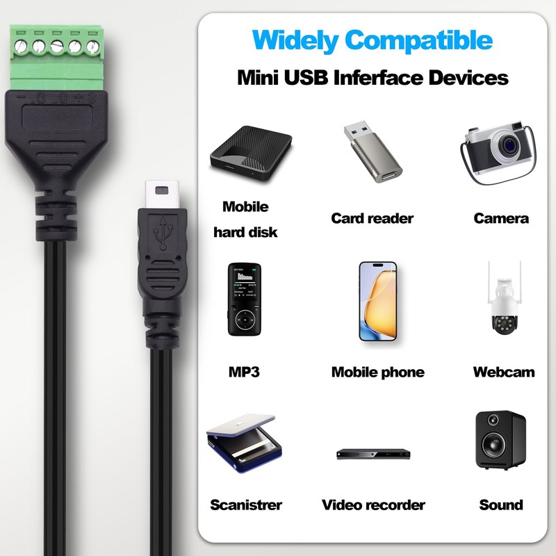 2 PCS Mini USB Screw Terminal Block Connector Cable Solderless Converter gallery