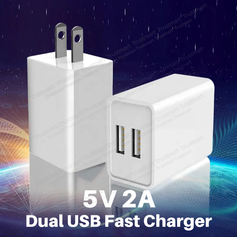 2PCS Power Adapter Dual Port USB Fast Wall Charger Block For iPhone iPad Android