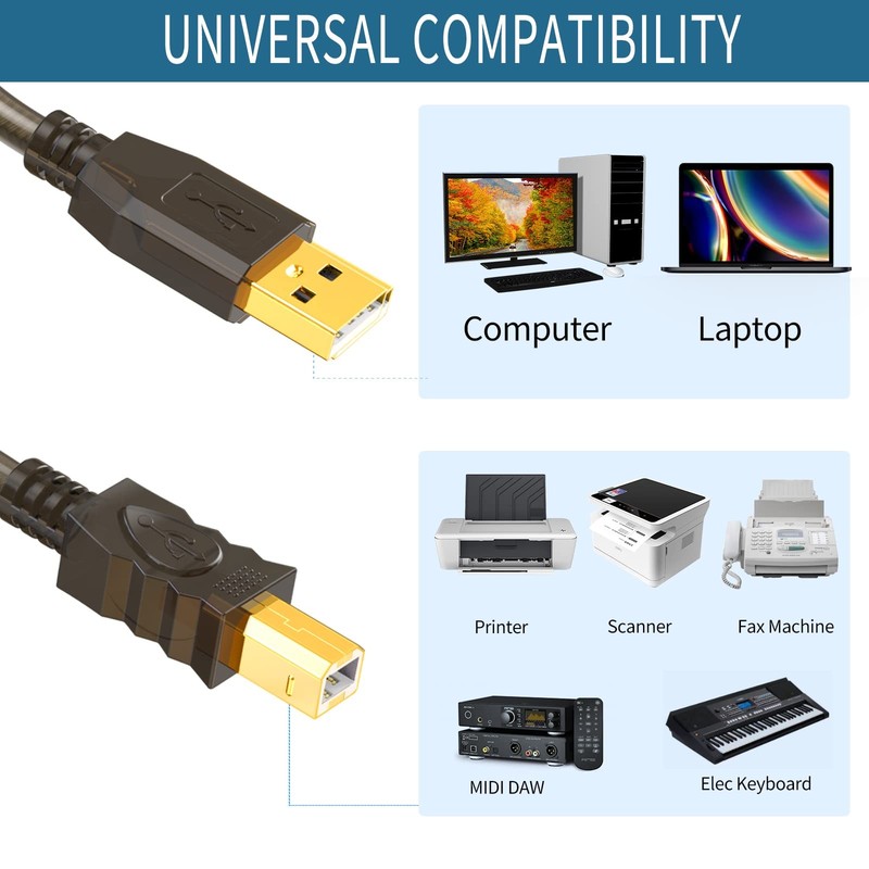 100ft USB 2.0 Printer Cord - High Speed Active USB Cable with Printer, Scanne... gallery