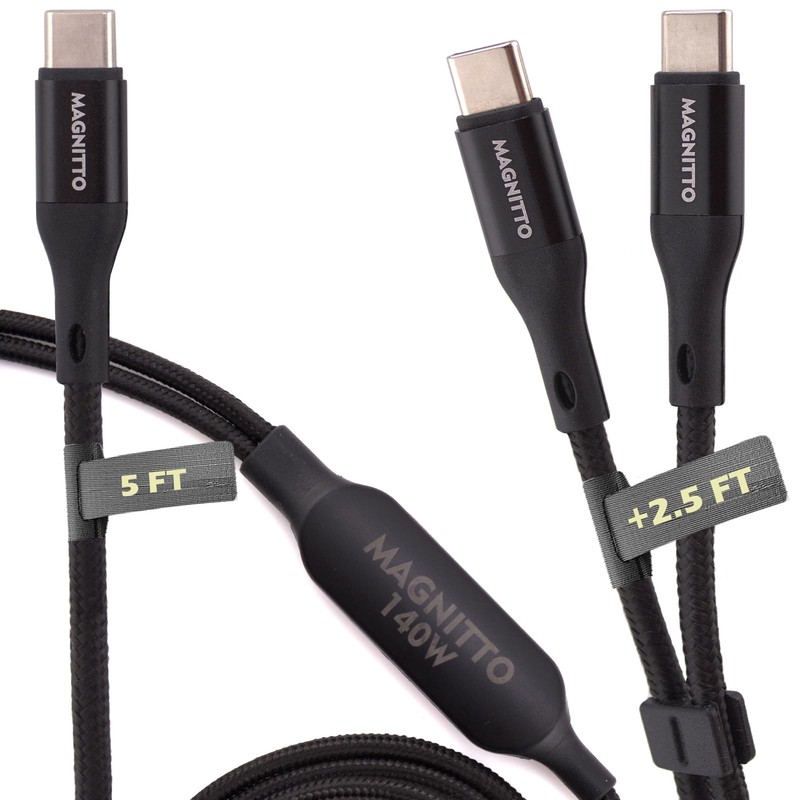 2-in-1 USB to USB Cable 140W, 7.5FT Long Dual USB-Splitter Charging Cord, Bra... gallery