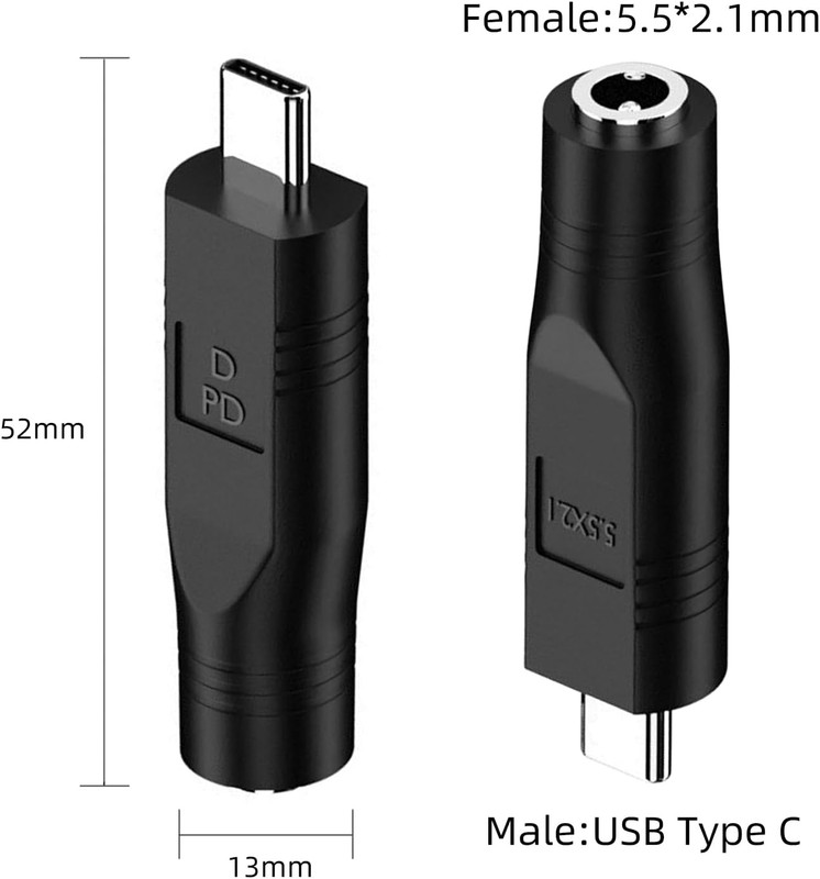 2 Pack USB C Male to DC Female Power Cable Adapter for Starlink Mini, Work gallery
