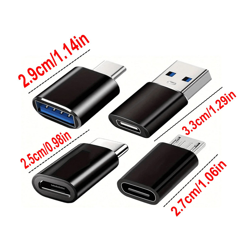 4-Pack USB3.0 Type C Female to USB Male Adapter OTG Micro USB to C Converter LOT gallery