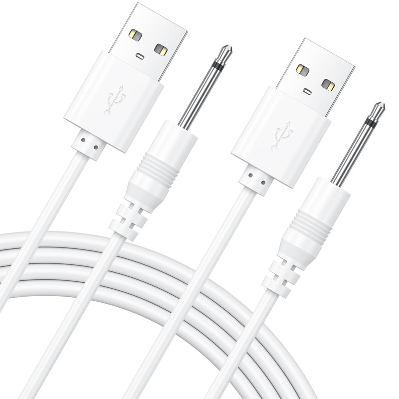 2 Pack USB DC Charging Cable 2.5mm Cord Replacement Charger For Massager