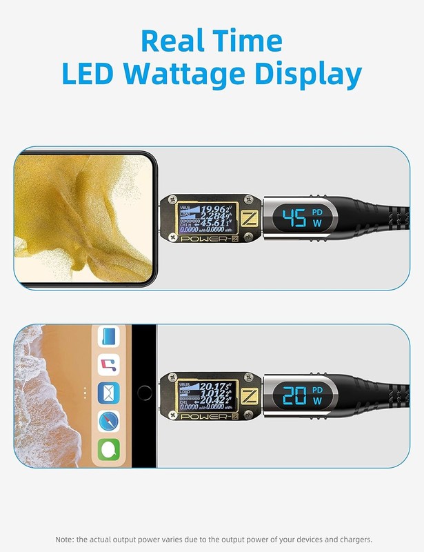 USB C to C 3M 100W Nylon LED Display Braided gallery