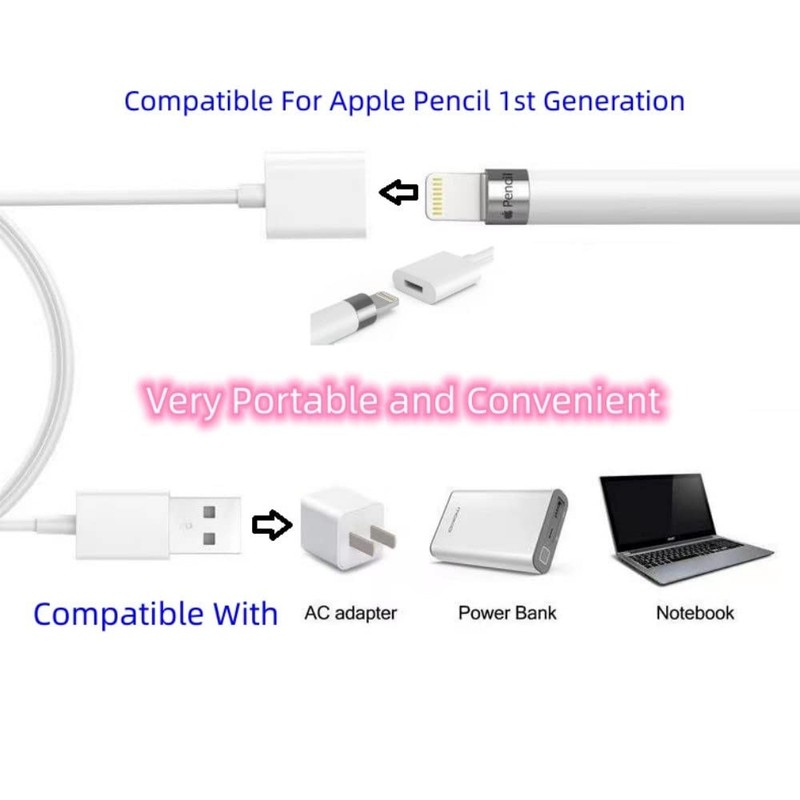 Charger Adapter with Apple Pencil 1st Generation, 2 Pack (1FT/30CM) USB A to ... gallery