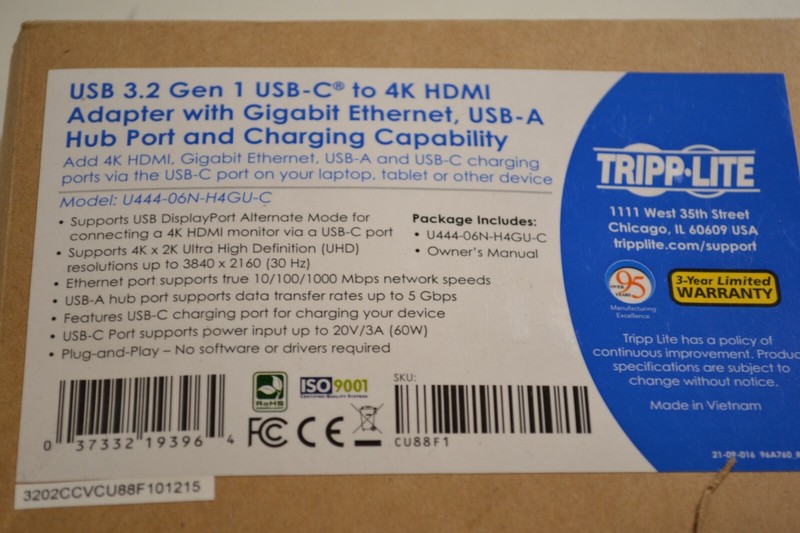 Tripp Lite U444-06N-H4GU-C USB 3.2 Gen 1 USB-C to 4K HDMI Adapter w/Gigabit Ethe gallery