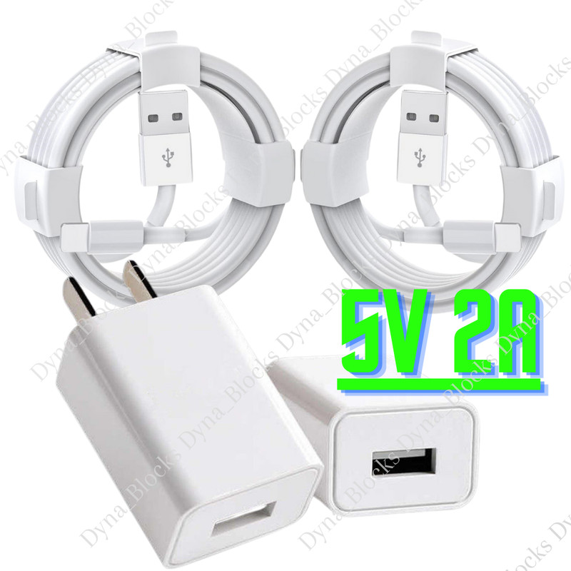 2PACK USB Fast Charger Adapter Cable 5V 2A For iPhone 14 13 12 11 Pro XR X 6 7 8