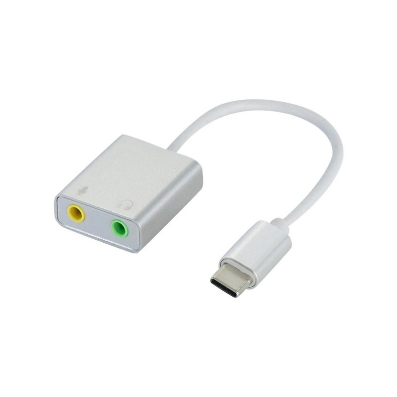 USB Type-C External Sound Card 7.1 Cable Stereo Audio Mic Adapter Charger for PC