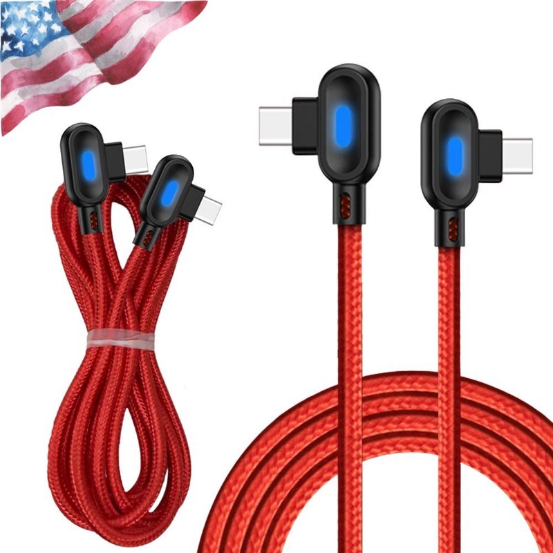 60W PD 90 Degree Cord USB C To USB C Cable Fast Charger For iPhone 16 15 Samsung gallery