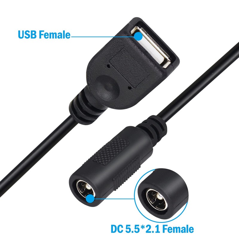 2 PCS 5V USB To DC Power Cable 5.5x2.1mm Female To USB Female Converter gallery