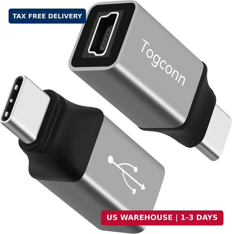 Mini USB to USB C Adapter 2 Pack, Mini USB (Female) to USB Type-C (Male) Convert