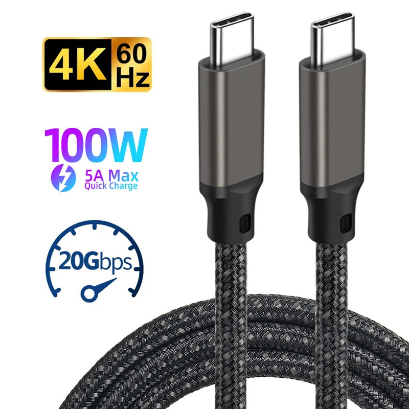 USB C to Type C Fast Charger Cable USB3.2 20Gbps 4K@60Hz HD 100W 5A PD QC 3.0 Co gallery