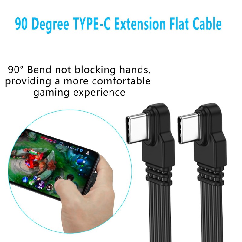Short 90 Degree USB Type C 2.0 Flat Cable,PD 65W USB C 2.0 Fast Charge Cable,... gallery