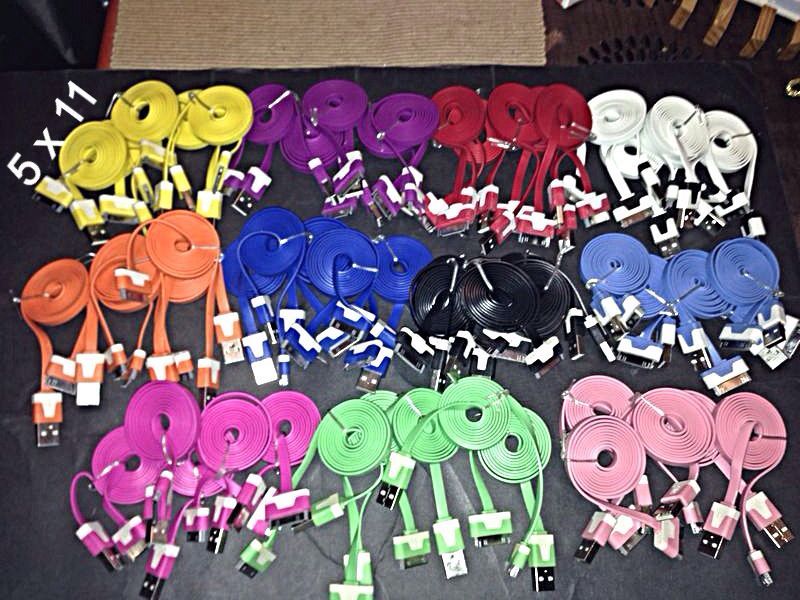 iPhone 4 Flat USB Colour Cable Charger Orange BUY 1 GET 1 FREE! gallery
