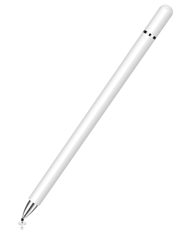 Stylus Touch Screen Pen Fiber Tip Aluminum Lightweight White for Cell Phones