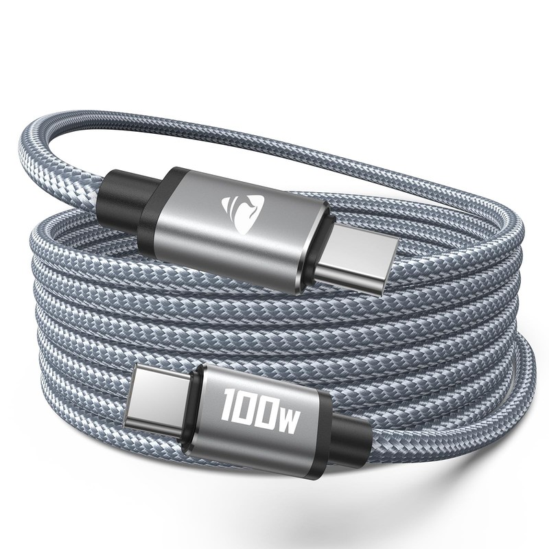 USB C to C Cable 100W Long C 10FT Fast Charging 10 feet, Gray