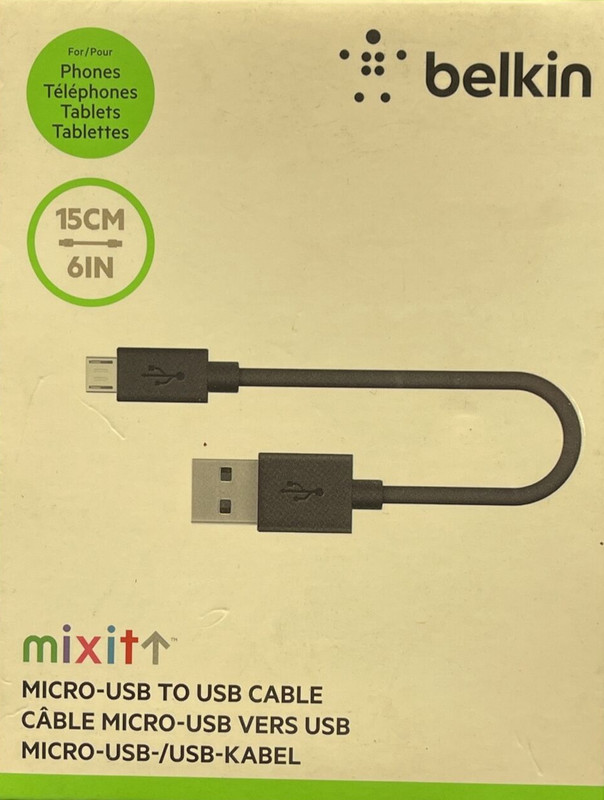 Belkin MIXIT 6 Inch Mini – Micro USB to USB Cable Black for Phones and Tablets