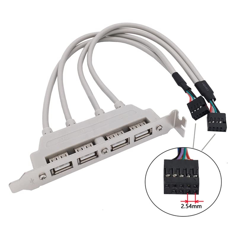 4 Ports USB 2.0 Female to Motherboard 9pin 10Pin Header Cable with Bracket PCI- gallery