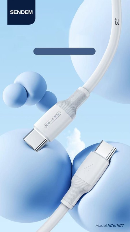 Sendem M76 USB-C to L Fast Charging Cable 2M | PD 30W High-Speed USB-C Charger C
