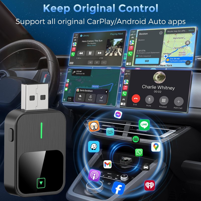 Wireless CarPlay & Android Auto Adapter 2-in-1, Convert Wired to Wireless, Pl... gallery