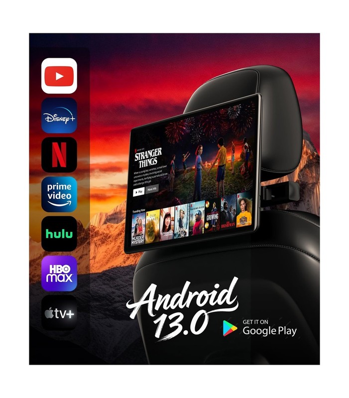 13.5" Android Car TV Headrest Monitor for Back Seat with 4G RAM+64G ROM, Wire... gallery
