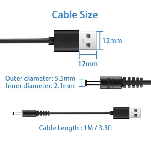 Universal Charger Power Core, 5V USB to DC 5.5x2.1mm, Charging Cable with 11... gallery