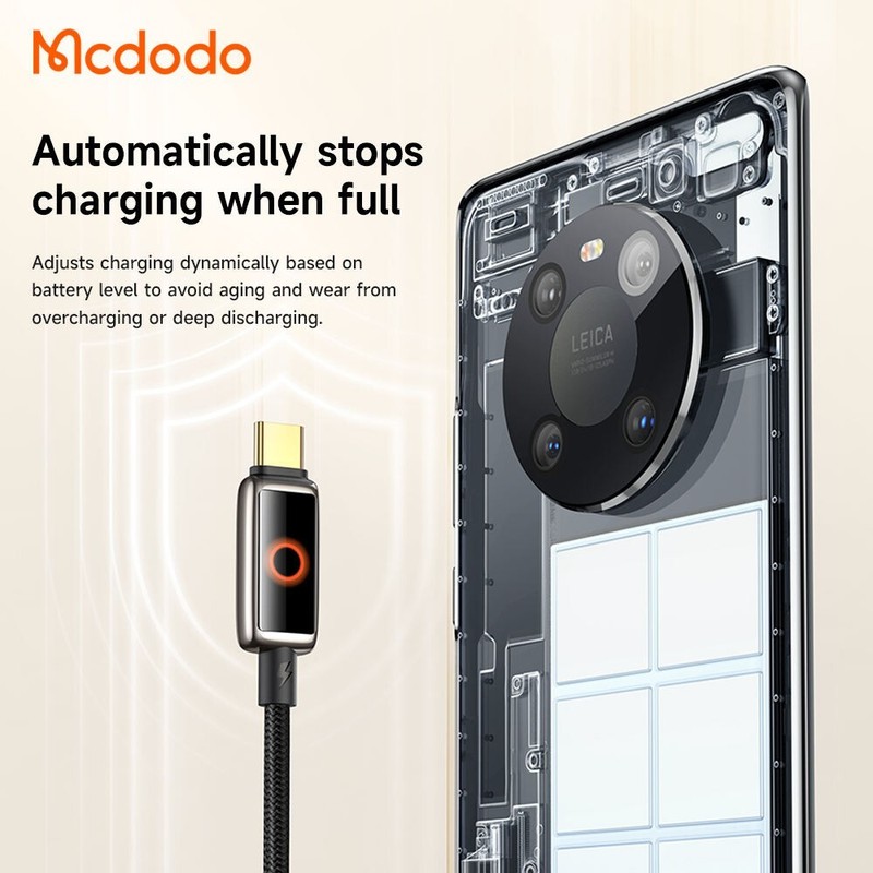 Mcdodo Smart LED Display Auto Power Off USB Cable Fast Charging Zinc Alloy Cable gallery