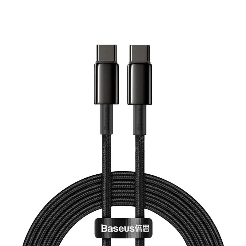Baseus USB-C to USB-C Cable 100W PD Fast Charging QC4.0 Data Cord Braided Black gallery