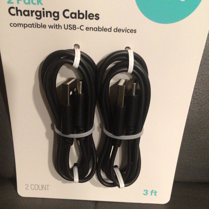 3' USB-A to USB-C 2pk Cable - Deal Worthy Black gallery