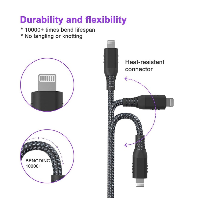 3-pack 10Ft Fast Charger For iPhone 14 13 12 11 X XR/Pro Max Cable Braided Nylon gallery