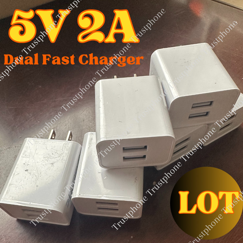 USB Charger Wall Plug Charger Dual Block Adapter Cube For iPhone/Samsung/LG Lot