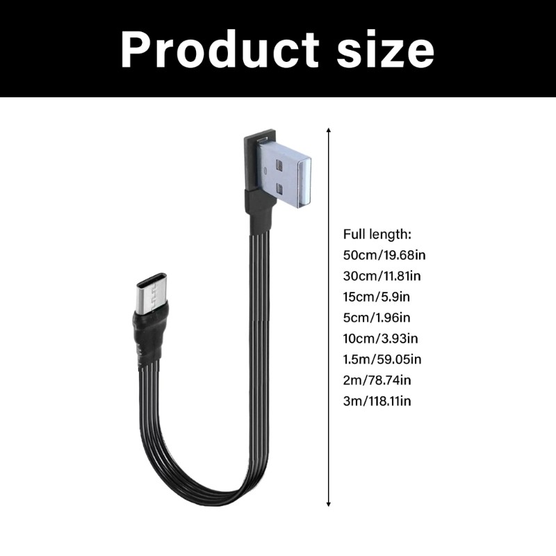 Flat Flexible Right Angled 90 Degree Usb Male to Type C Charging Data Cable gallery