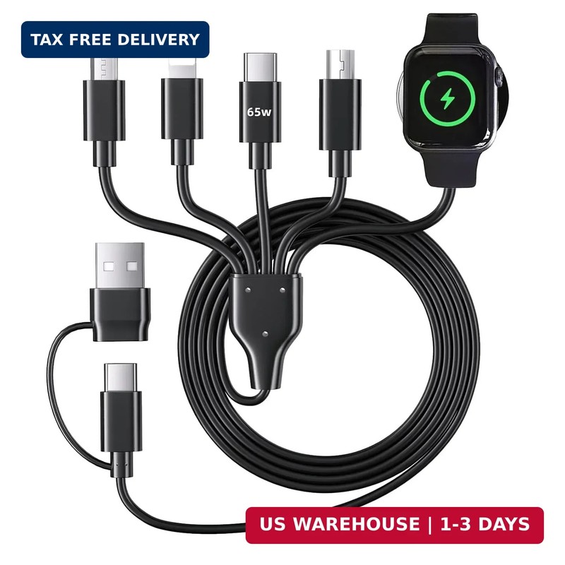 YIFYSUN 5-in-2 Multi Charging Cable with iWatch Charger : USB A/C Input, L-ighte