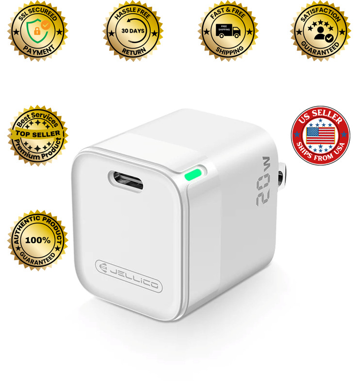 White 20W USB-C & A AC Wall Charger 5X Fast Adapter Compatible iPhone & Samsung