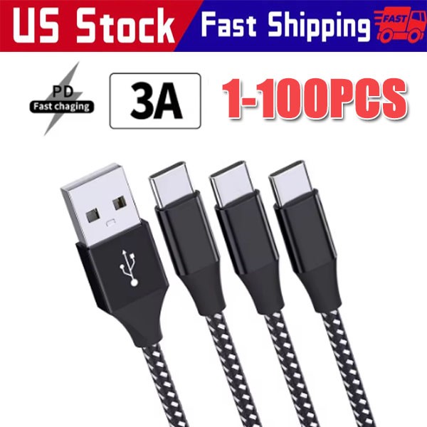 Lot USB-A to Type-C Fast Charging Data SYNC Charger Cable Cord 3/6FT LONG