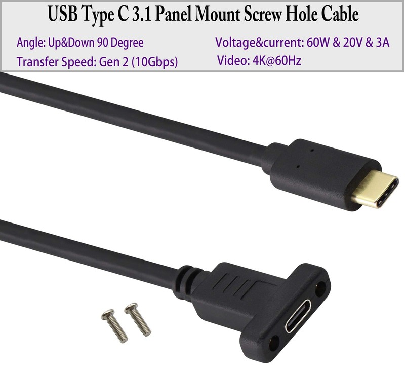 USB Type C Panel Mount Adapter Cable USB-C 3.1 Gen2 Male to USB C Female 0.3M gallery