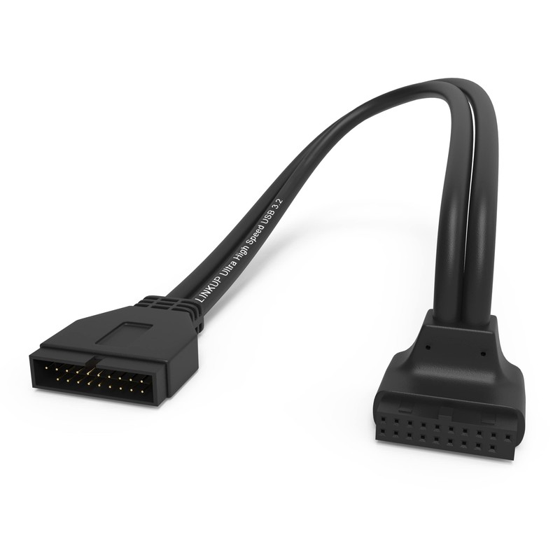 USB 3.2 Gen 2 Internal Adapter 20-Pin Male to Female 10Gbps 24cm Black