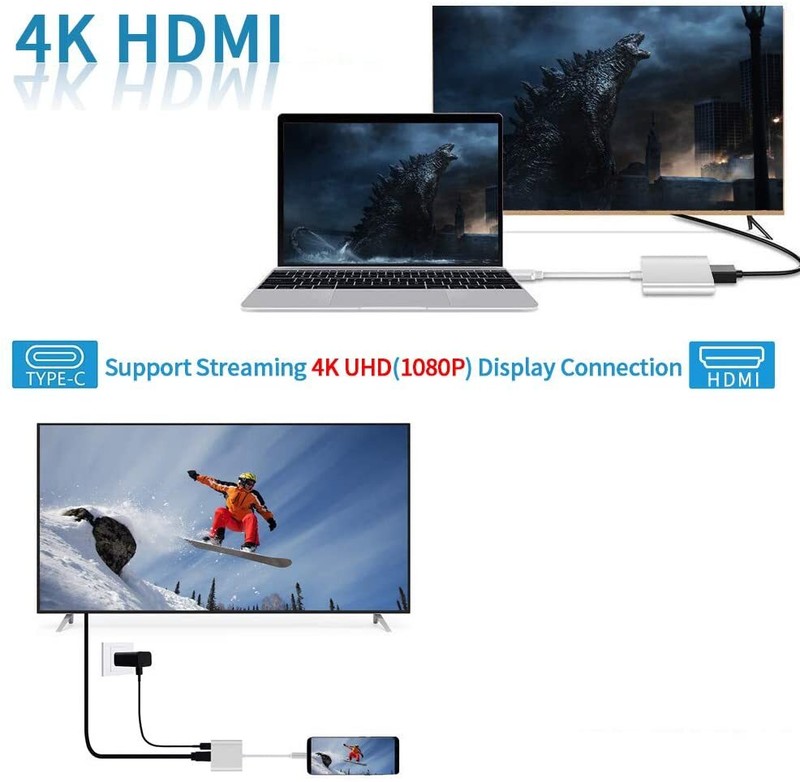 USB-C to 4K HDMI Adapter PD Port HDTV Adapter Charger Port TV Video for Tablets gallery