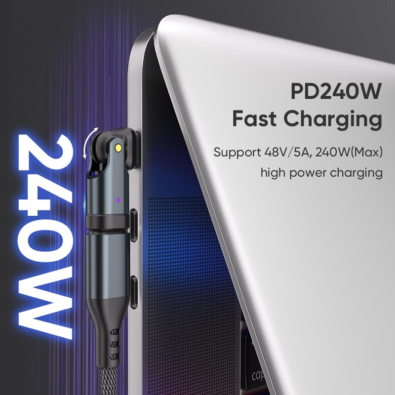 Gtwoilt USB C Adapter PD 240W C Coupler 180 Degree Male to Female Gray gallery
