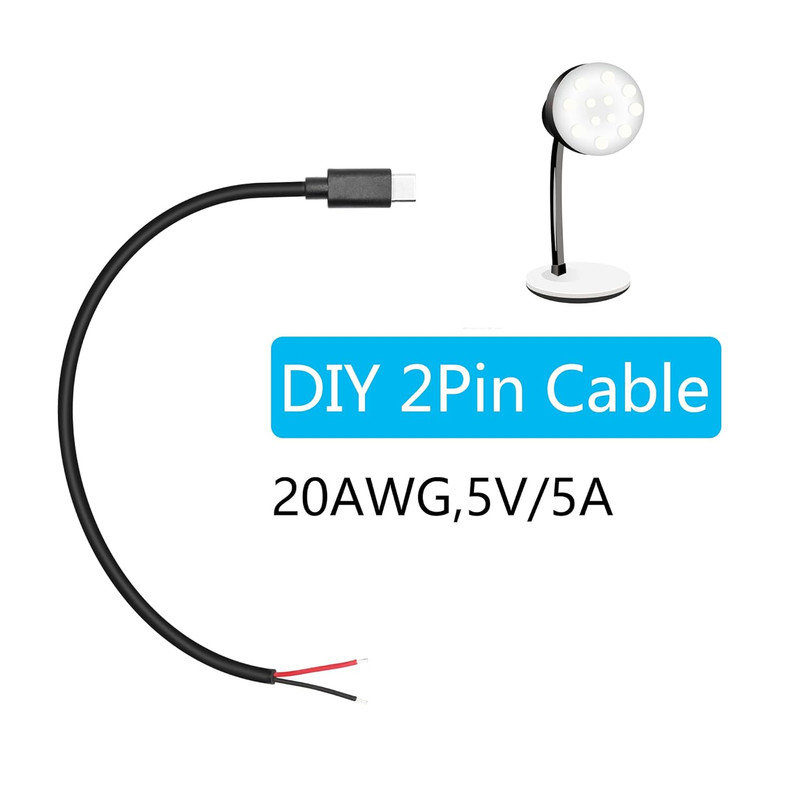 USB C to 2 Pin Bare Wire Open End Power Cable 11Inch, 5V/5A USB Type C Male Plug gallery