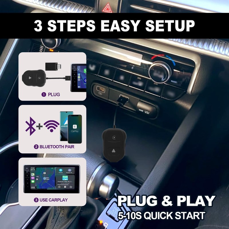 Wireless Apple/Android Universal CarPlay Adapter Carplay Wireless Adapter Con... gallery
