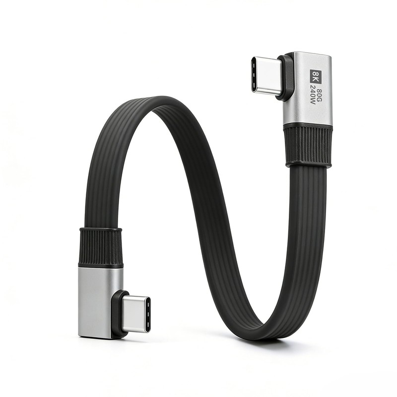 80Gbps Right Angle USB Cable 7.78inch/20cm, 240W PD/8KHz, Short USB to USB Ca…