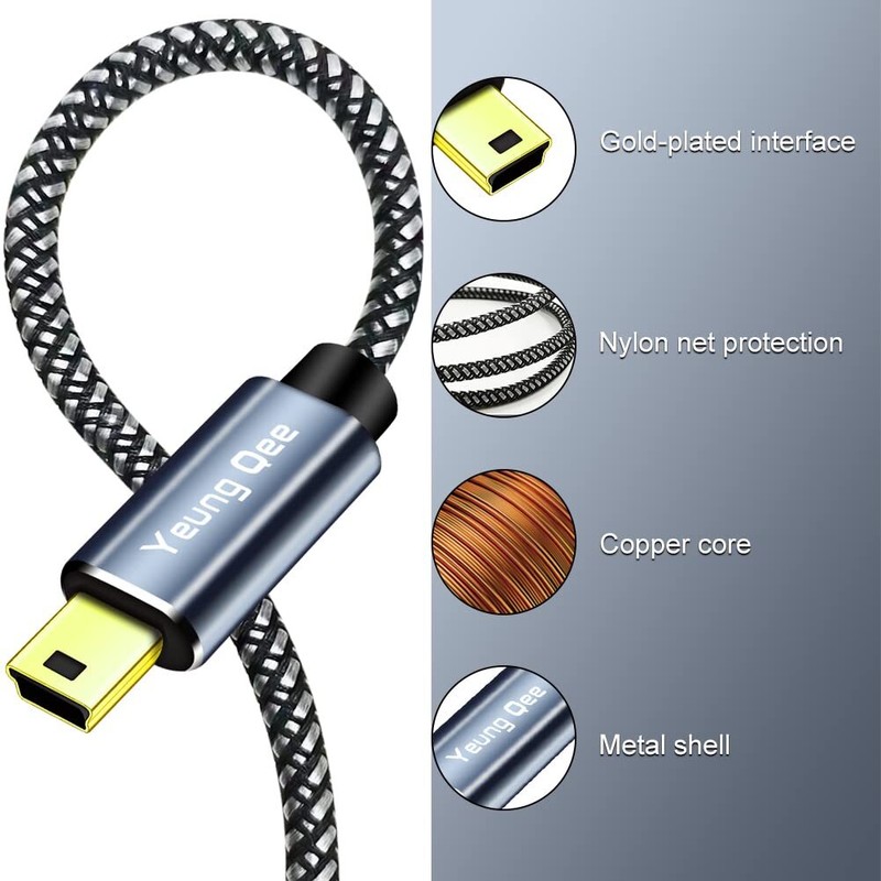 Mini USB Cable Braided USB 2.0 Type A to Mini B Cable Braided Charging Cord C... gallery
