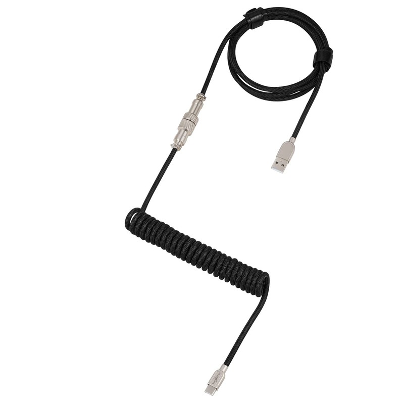 Black Type C Mechanical Keyboard Coiled Cable Braided Detachable Aviator gallery