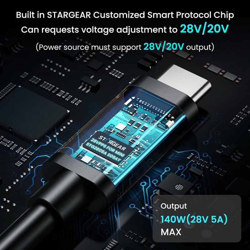 Starlink Mini USB C Power Cable 6.5 FT 140W DC Barrel Jack 20V PPS 65W+ PD gallery