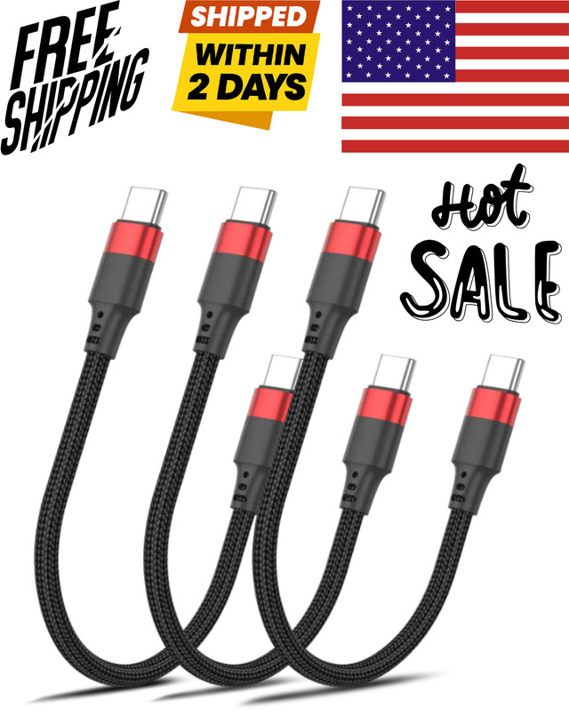 6 Inch USB C to USB C Cable , 3 Pack Short Fast Charging Cord Type C, 0.5 ft …