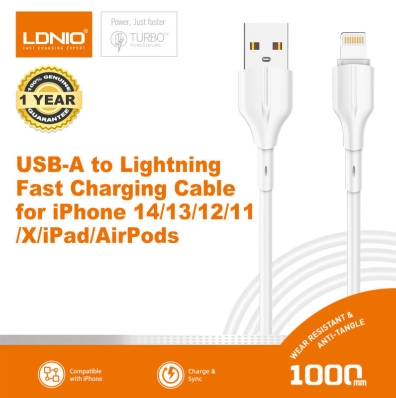 MFi certified Lightning Cable | Fast Charger Cord for iPhone X-14 Pro/Pro Max