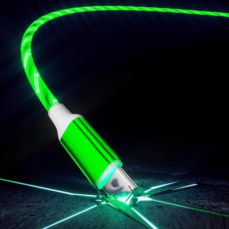 Starry LightUp USB A To USB C Cable Fast Charging Visible Current Green gallery