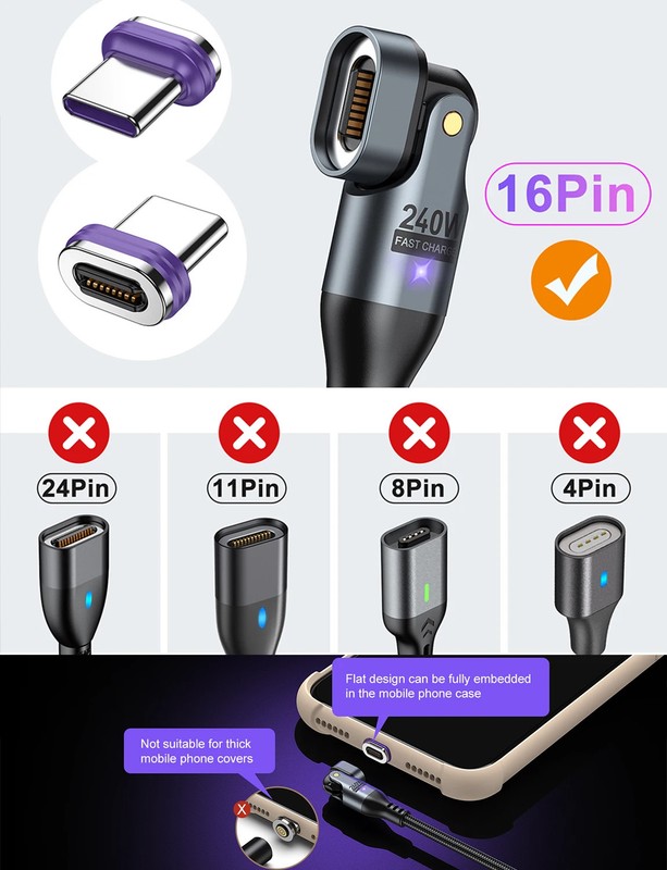 AUFU 240W Magnetic USB C to C Cable 5A PD Fast Charge for MacBook Pro iPhone 15 gallery